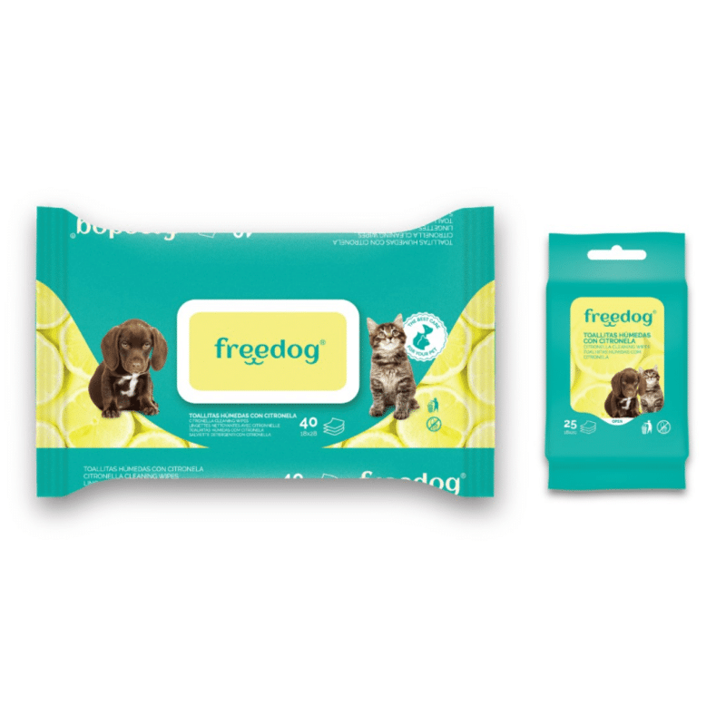 Toallitas humedas Freedog con Citronela para perros y gatos