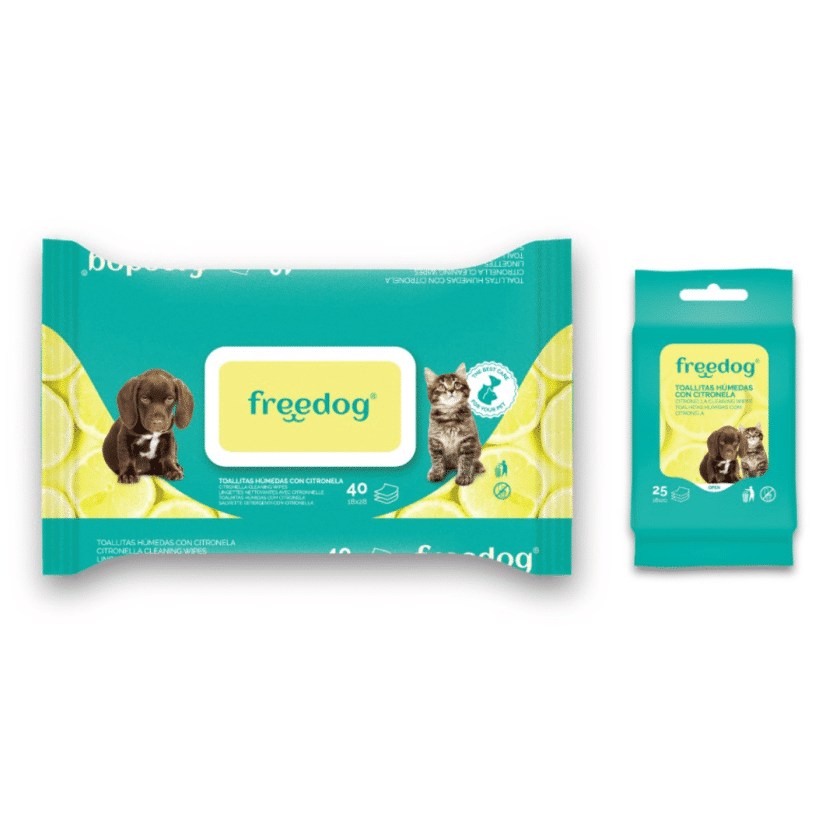 Toallitas humedas Freedog con Citronela para perros y gatos