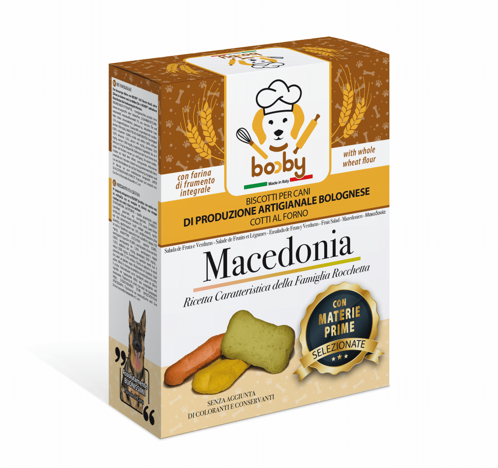 Alimentación natural para perros y gatos Galletas horneadas para perros Booby de sabor Macedonia, horneadas suaves con carne e ingredientes 100% naturales más superalimentos que serán una delicia para tus perros.