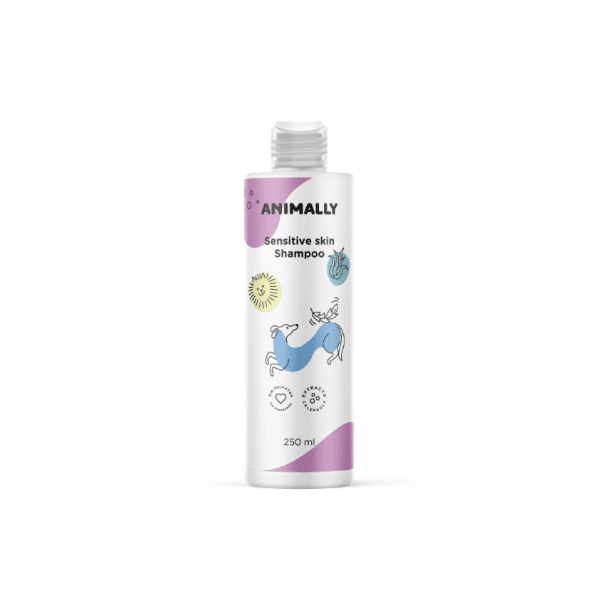 Champú indicado para la higiene de perros y gatos adultos con pieles sensibles, irritadas o secas. sin parabénos ni siliconas.
