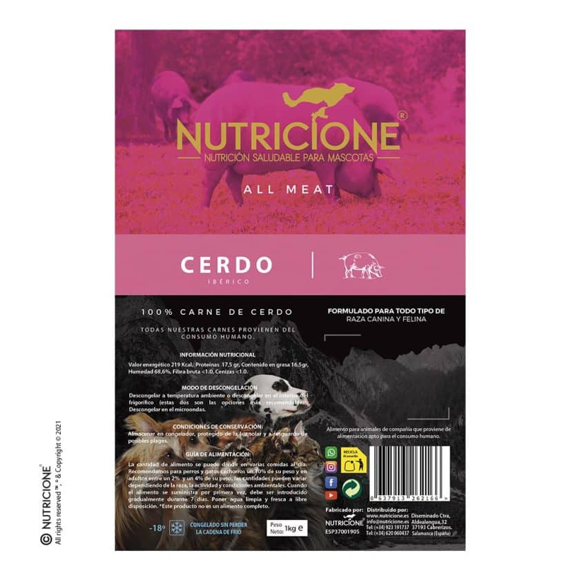 Nutricione - Todo Carne - BARF Perro y Gato - Cerdo Ibérico