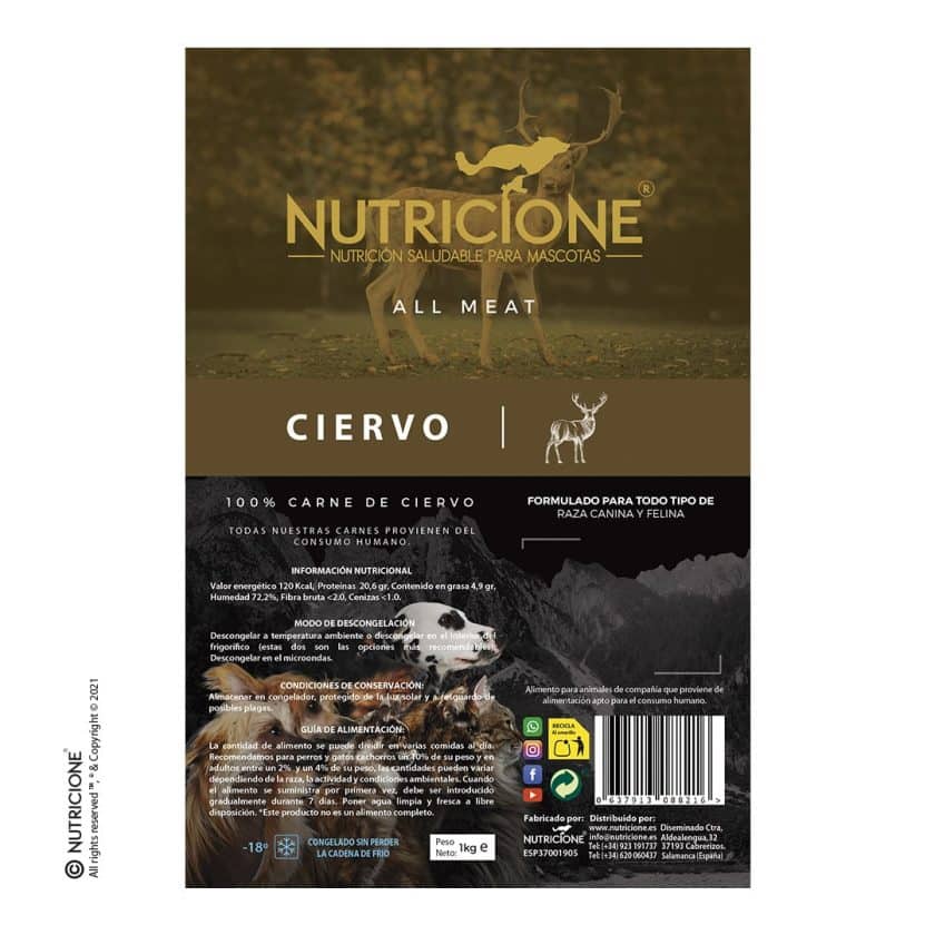 Nutricione - Todo Carne - BARF Perro y Gato - Ciervo