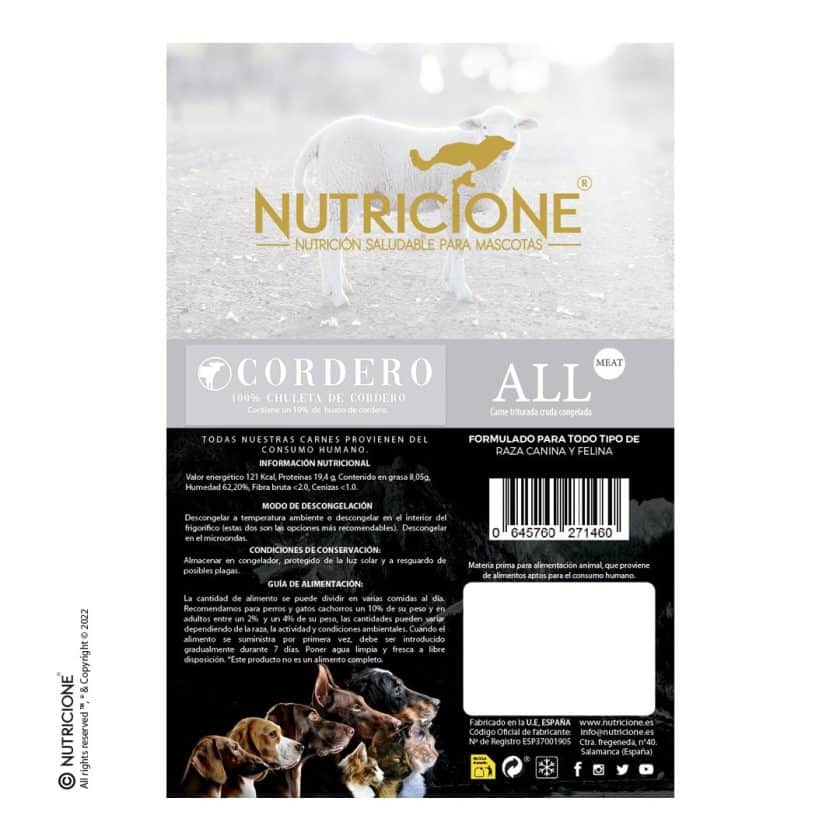Nutricione - Todo Carne - BARF Perro y Gato - Cordero