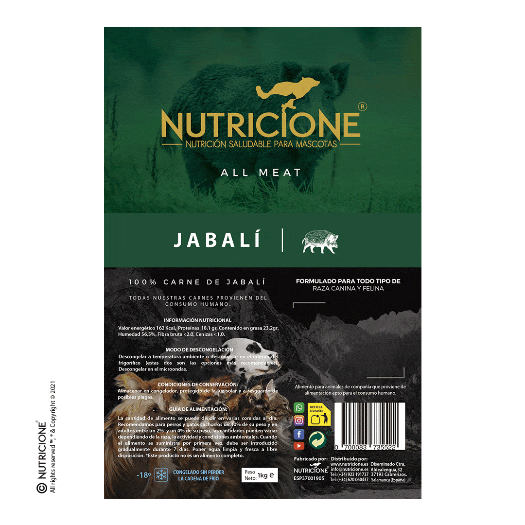 Nutricione - Todo Carne - BARF Perro y Gato - Jabalí