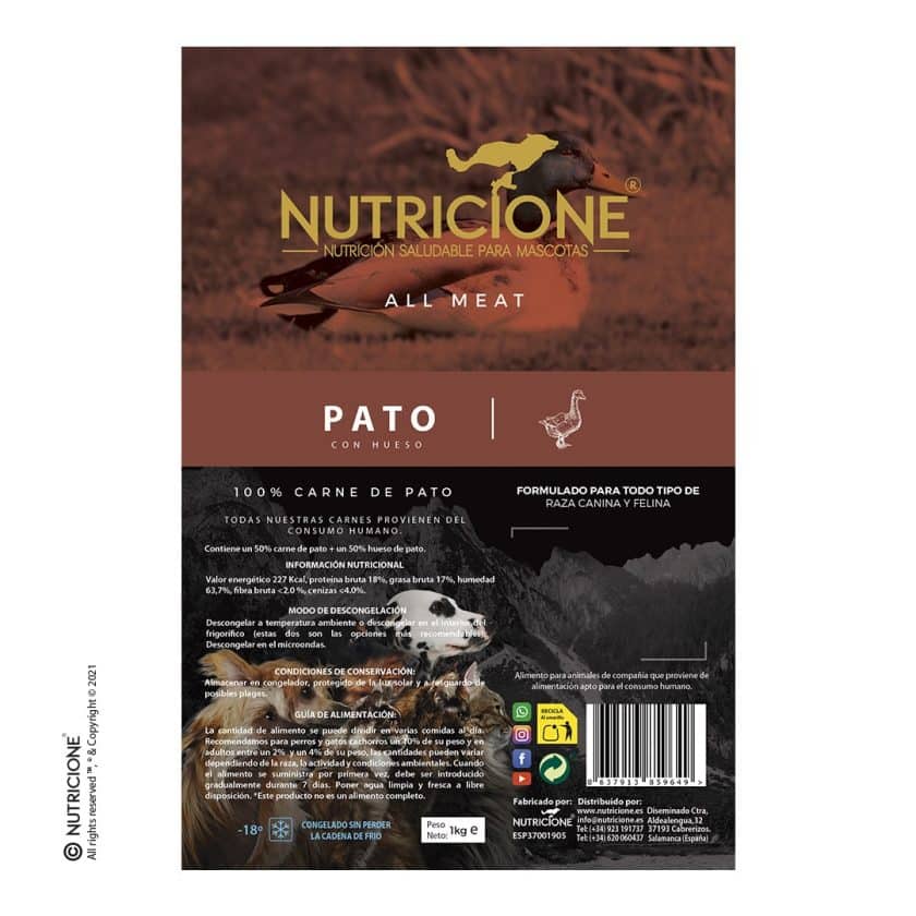 Nutricione - Todo Carne - BARF Perro y Gato - Pato