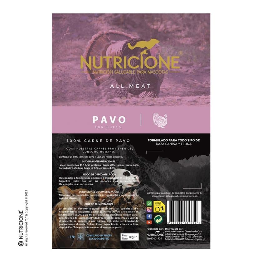 Nutricione - Todo Carne - BARF Perro y Gato - Pavo