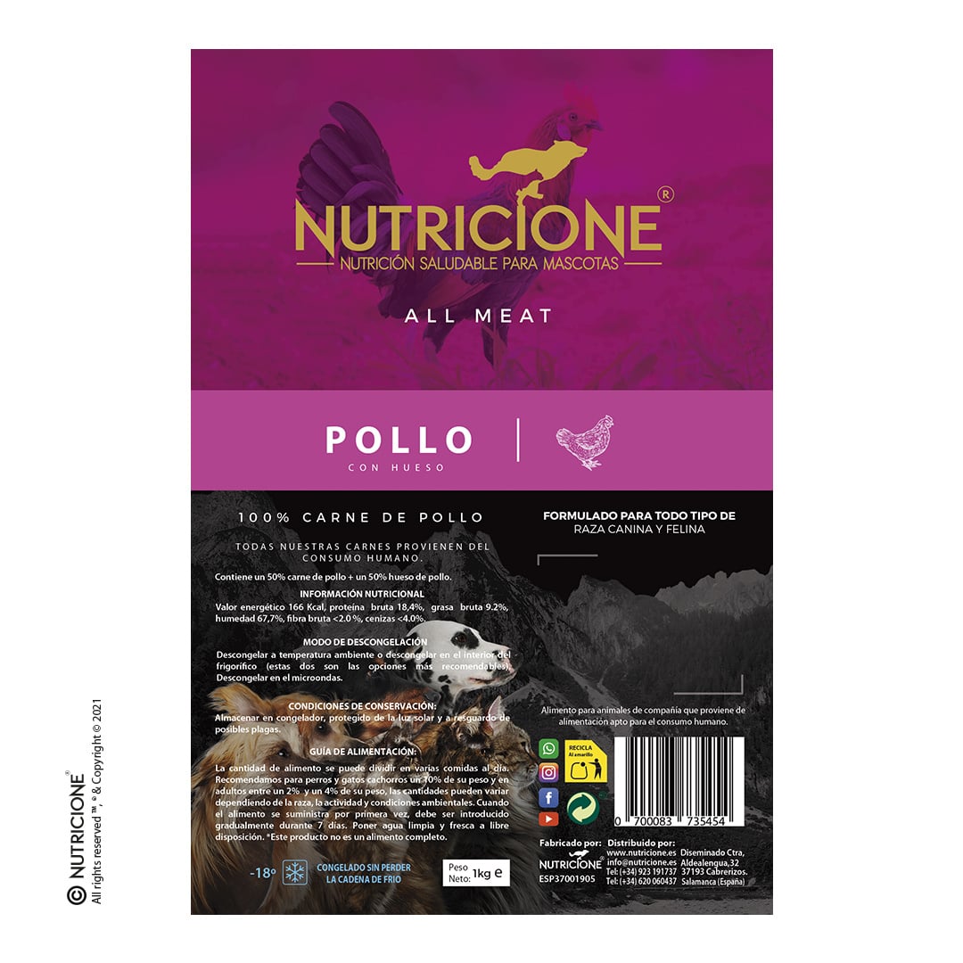Nutricione - Todo Carne - BARF Perro y Gato - Pollo