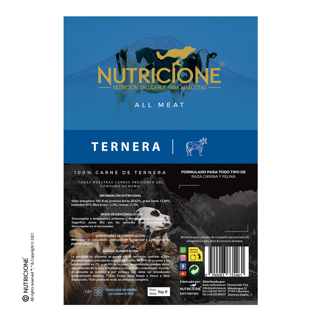 Nutricione - Todo Carne - BARF Perro y Gato - Ternera