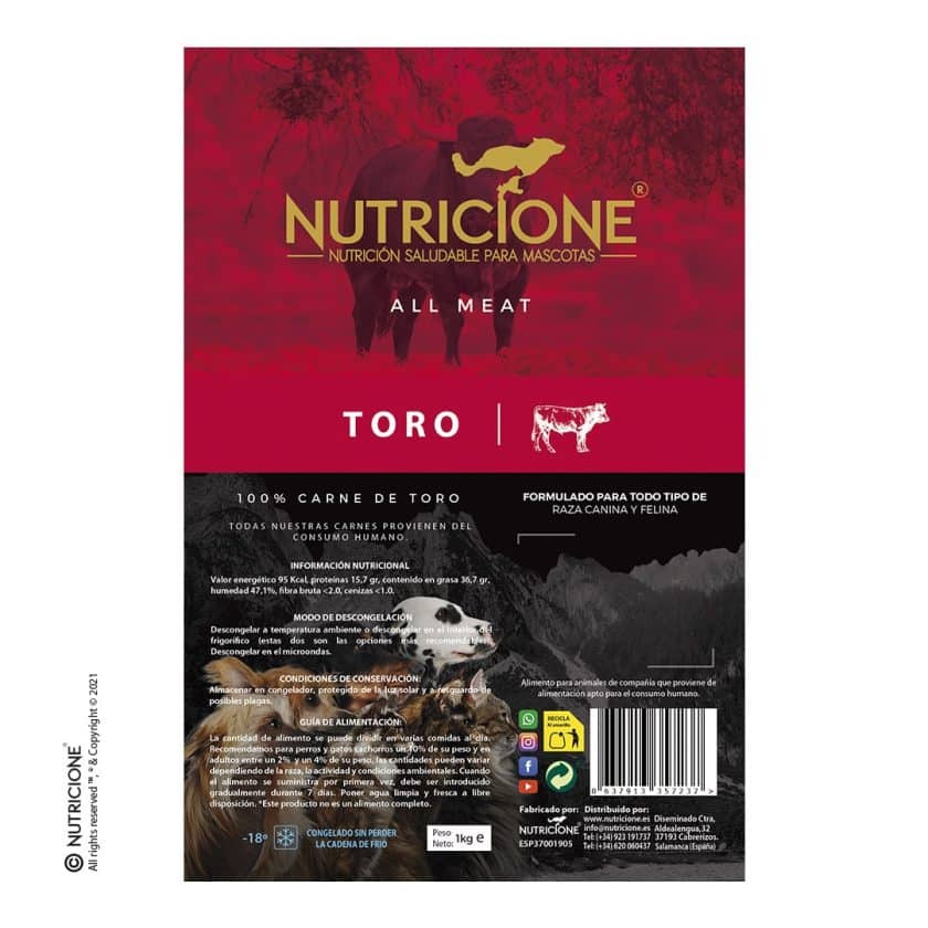 Nutricione - Todo Carne - BARF Perro y Gato - Toro