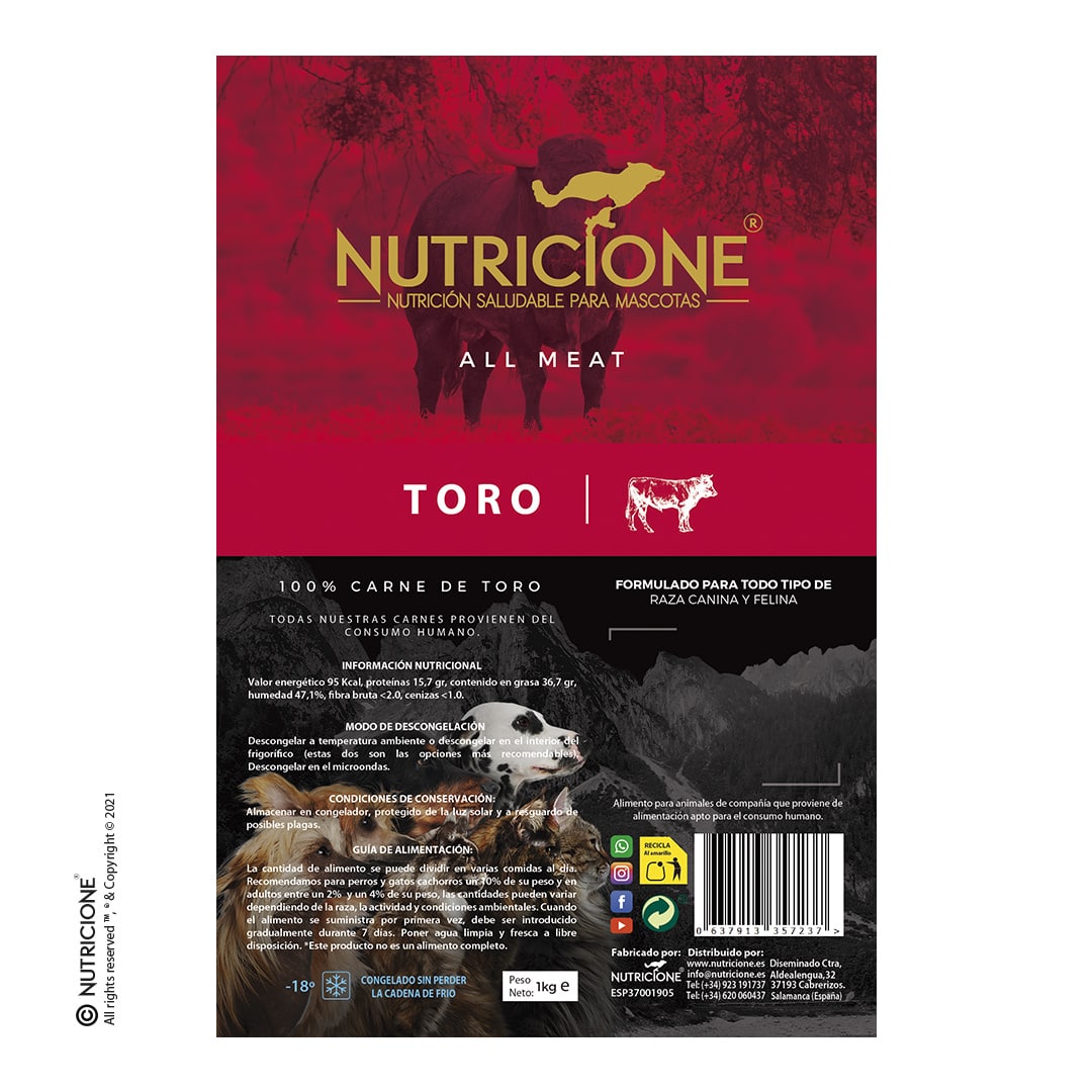 Nutricione - Todo Carne - BARF Perro y Gato - Toro