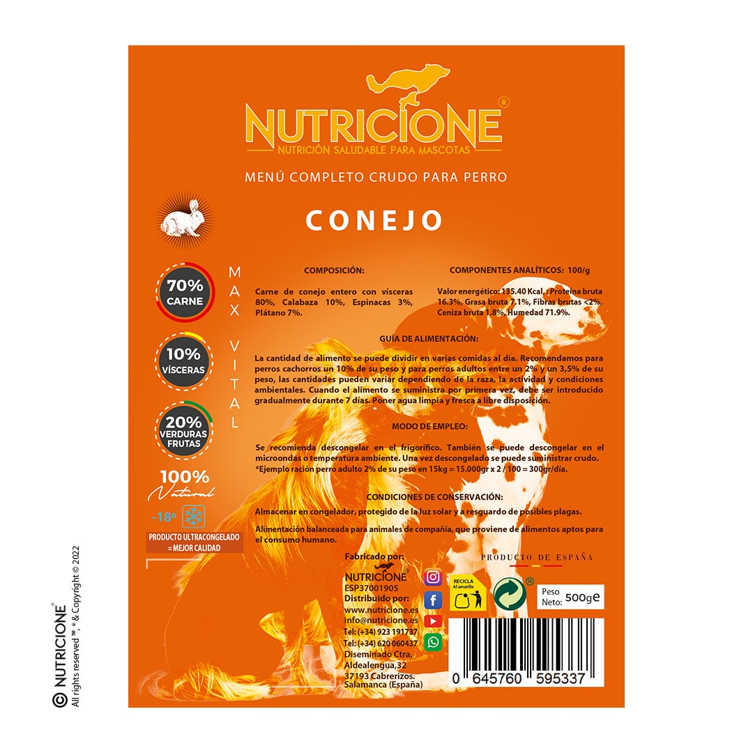 Nutricione - Menú completo BARF Perro - Conejo