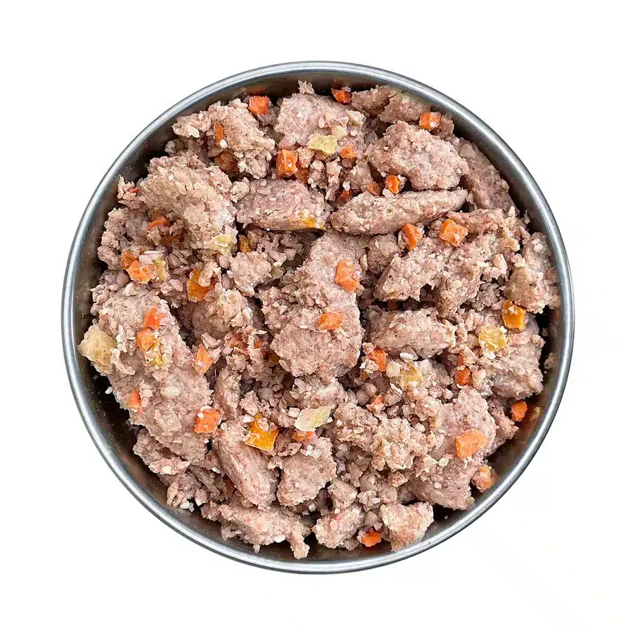 Alimentación natural para perros y gatos Menú Cerdo con trigo sarraceno, calabaza y arándanos