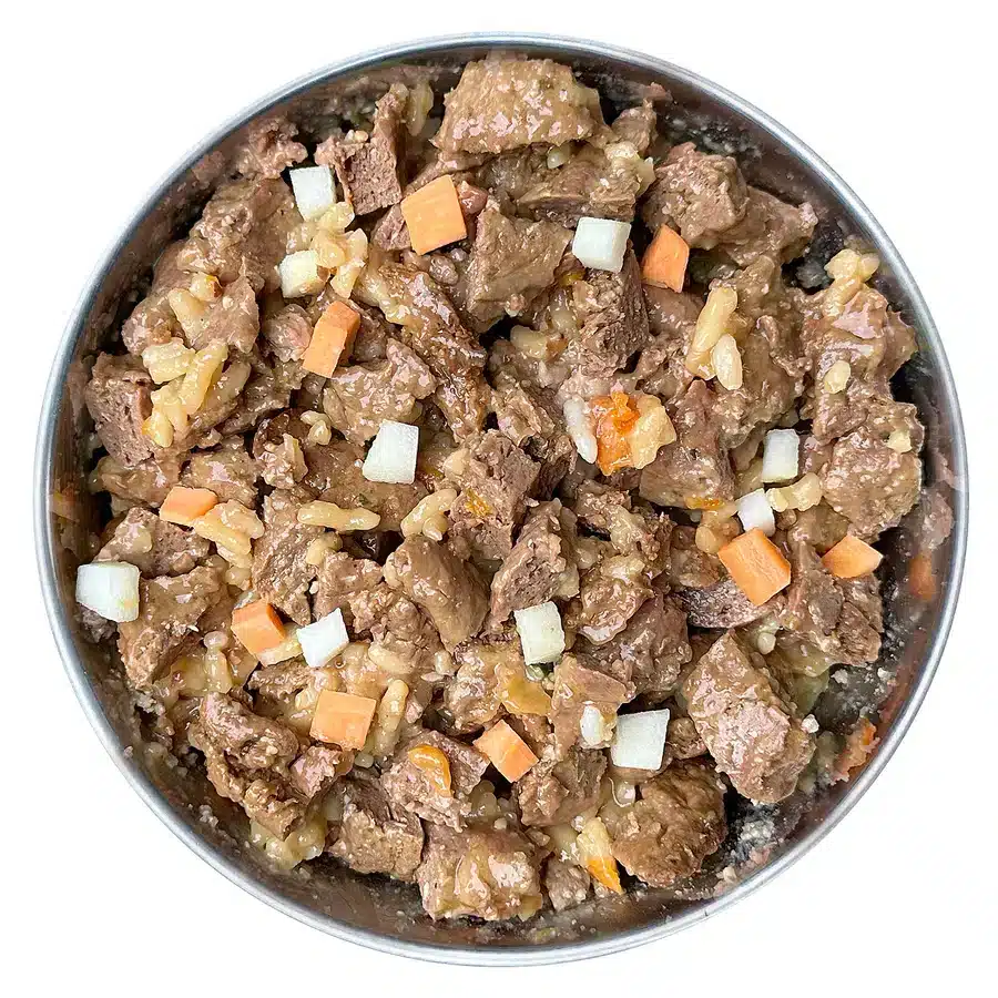 Alimentación natural para perros y gatos Menú Cocinado de Conejo con arroz, zanahoria y arándanos