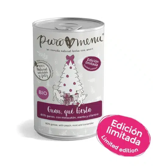Guau qué fiesta. Lata de comida para perros navideña
