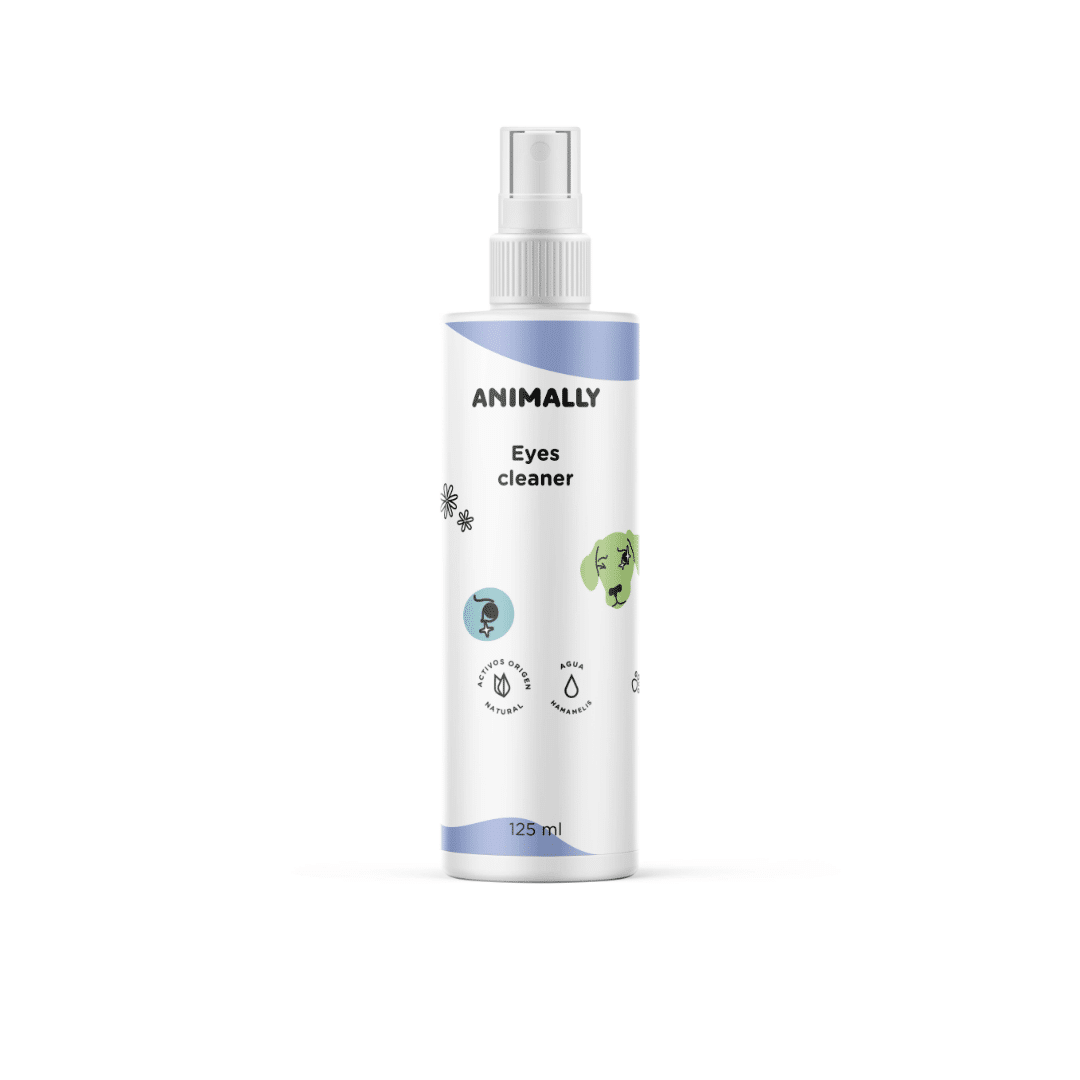 Limpiador de ojos para perros y gatos de todas las edades, con Agua de Hamamelis y extractos vegetales de Romero y Manzanilla que favorecen la higiene lacrimal.