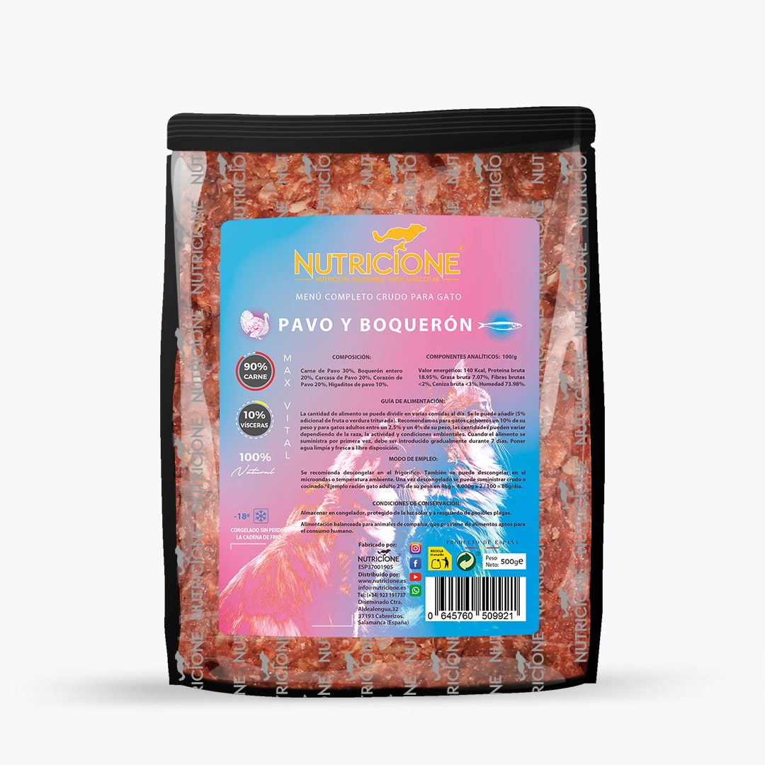 Nutricione - Menú completo BARF Gato - Pavo y Boquerón