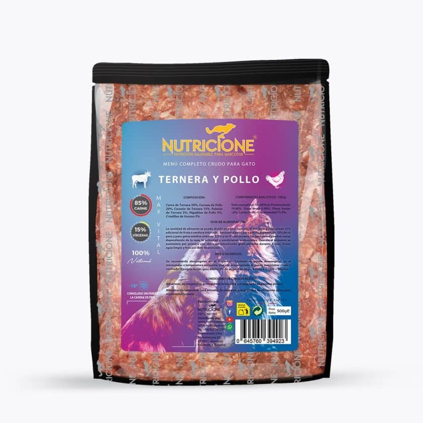 Nutricione - Menú completo BARF Gato - Ternera y Pollo