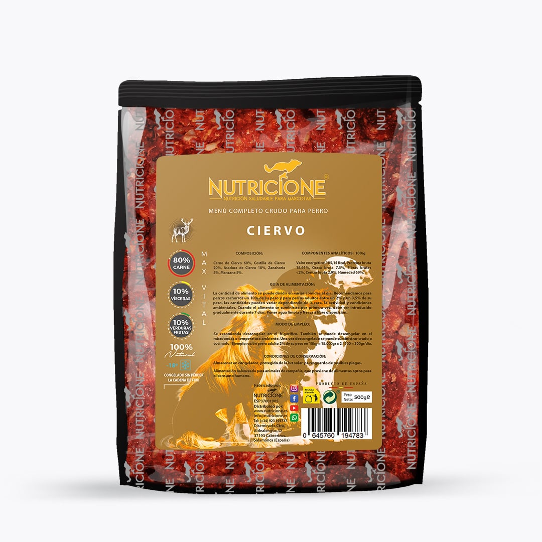 Nutricione - Menú completo BARF Perro - Ciervo
