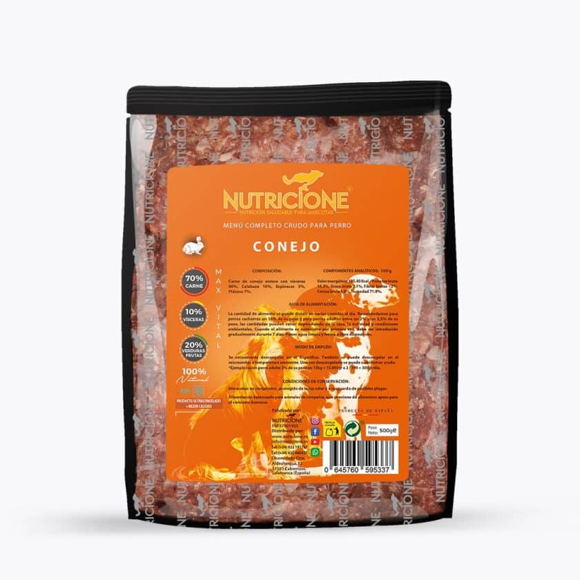 Nutricione Menú BARF de Conejo para perros