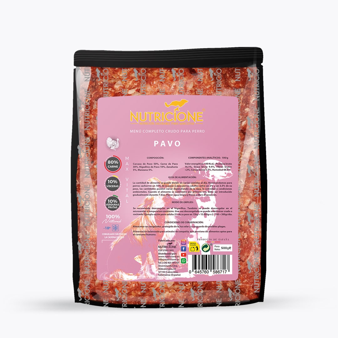 Nutricione Menú BARF Completo de Pavo - para perros