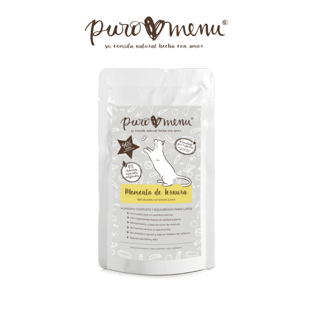 Alimentación natural para perros y gatos Puromenu Momento de Ternura (pollo) para gatos