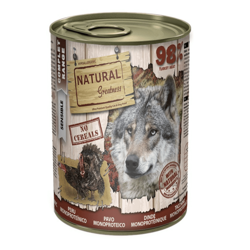 Monoproteica de Pavo, lata Natural Greatness para perros.