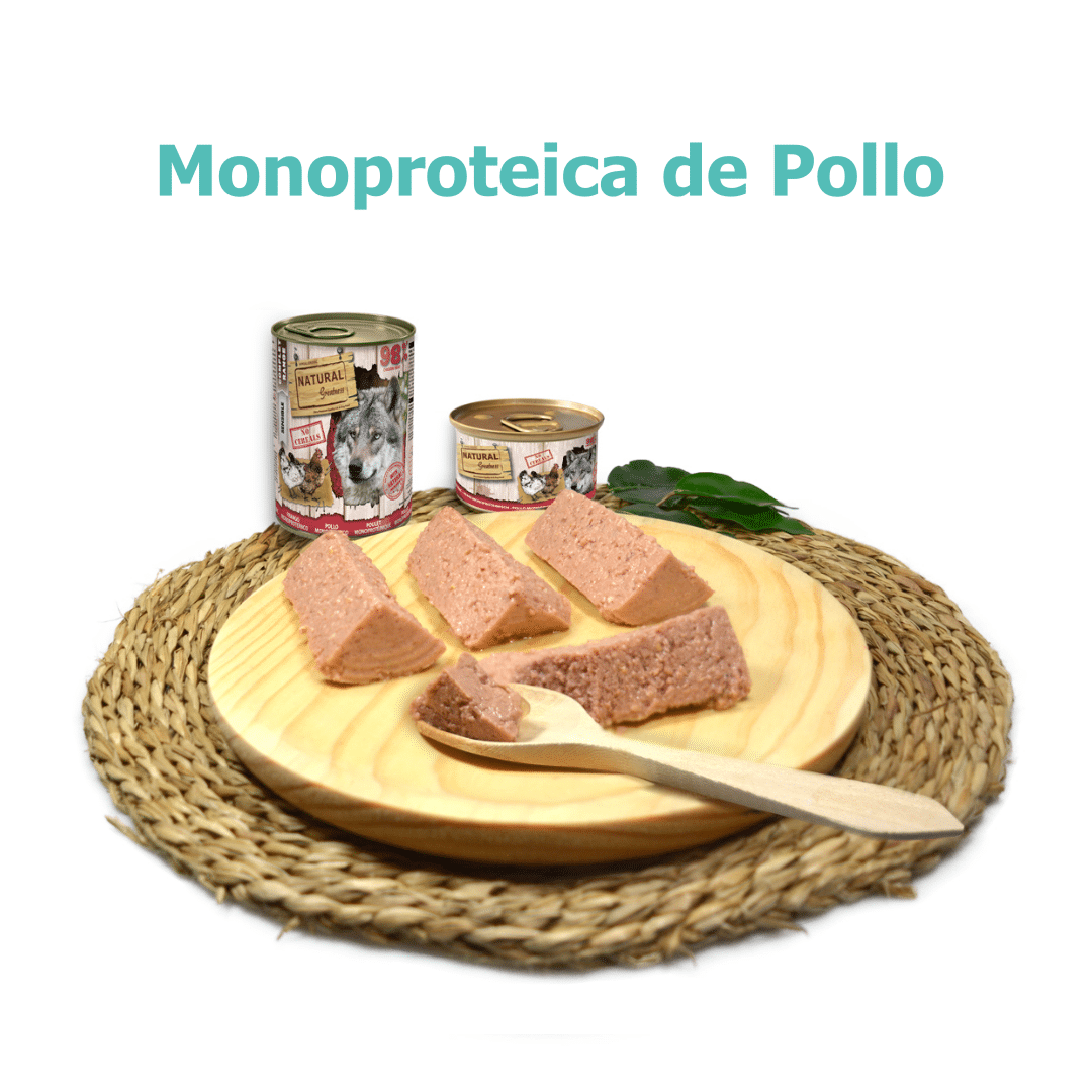 Monoproteica de Pollo, lata Natural Greatness para perros.