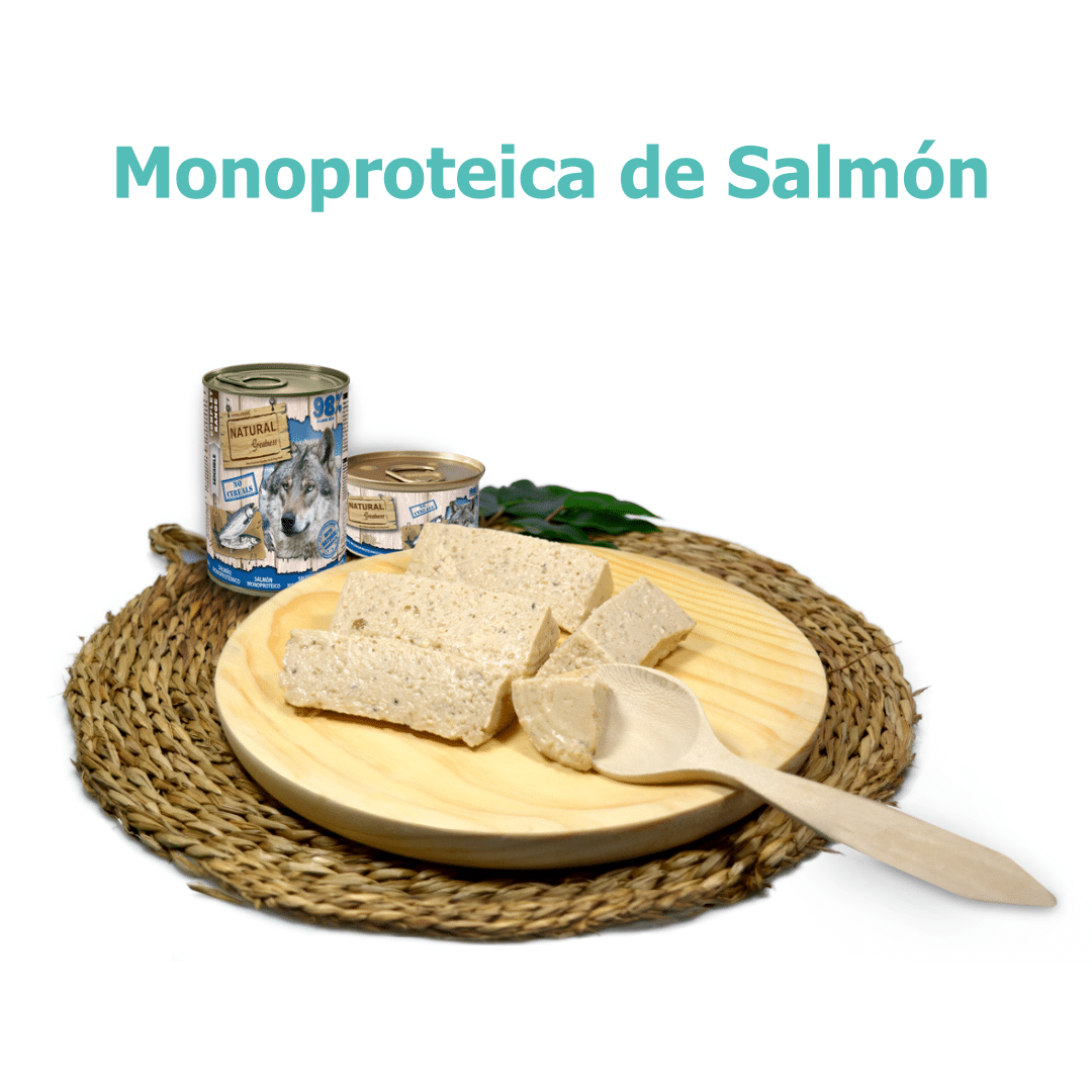 Monoproteica de Salmón, lata Natural Greatness para perros.