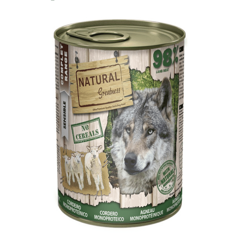 Monoproteica de Cordero, Lata Natural Greatness para perros.
