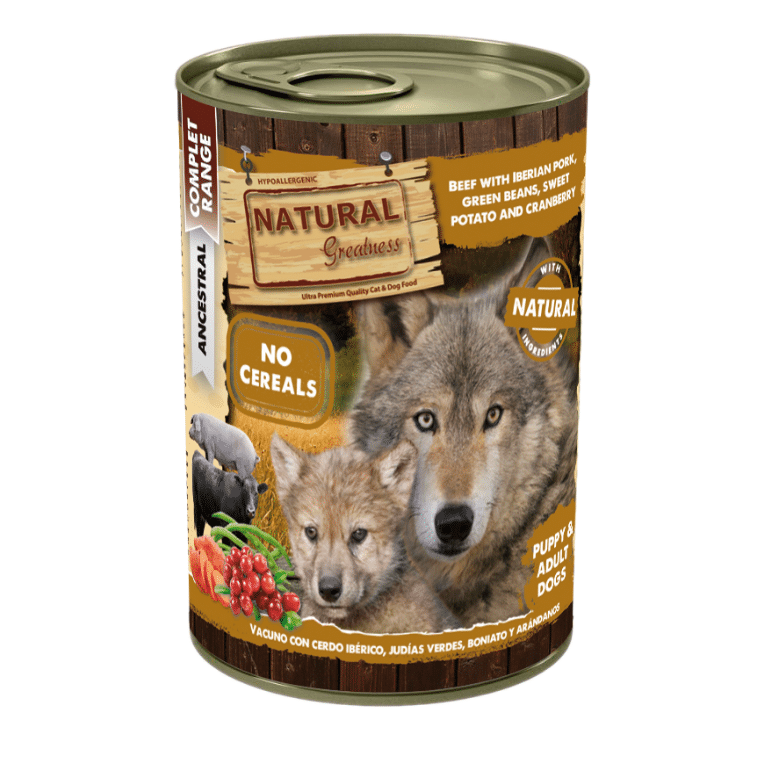 Natural greatness Vacuno con Cerdo Ibérico, Lata comida húmeda para perros