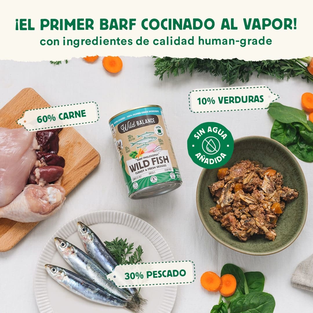 Lata de Pescado y Pavo para perros 400g – BARF cocinado al vapor