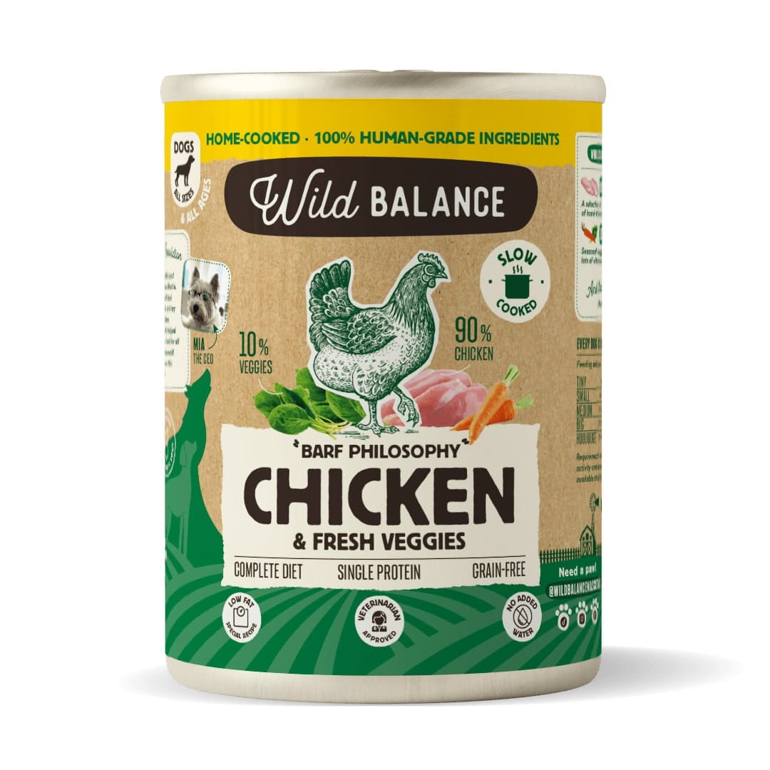 Lata de Pollo y verduras para perros 400g – BARF cocinado al vapor