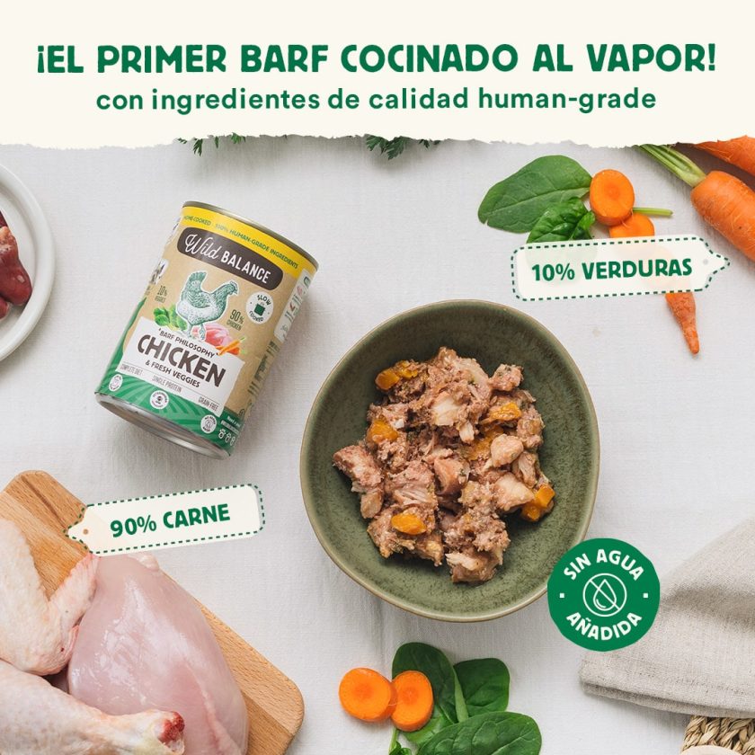 Lata de Pollo y verduras para perros 400g – BARF cocinado al vapor