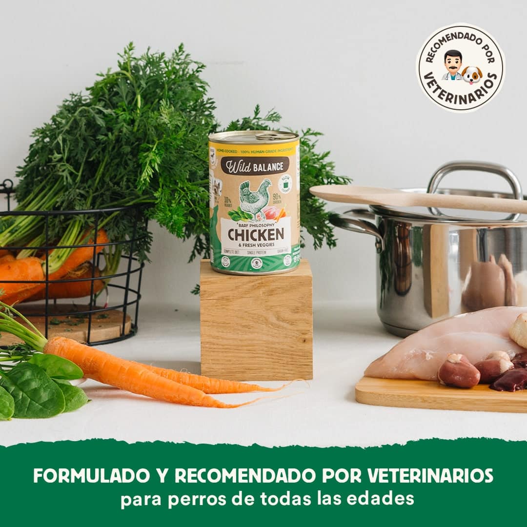 Lata de Pollo y verduras para perros 400g – BARF cocinado al vapor