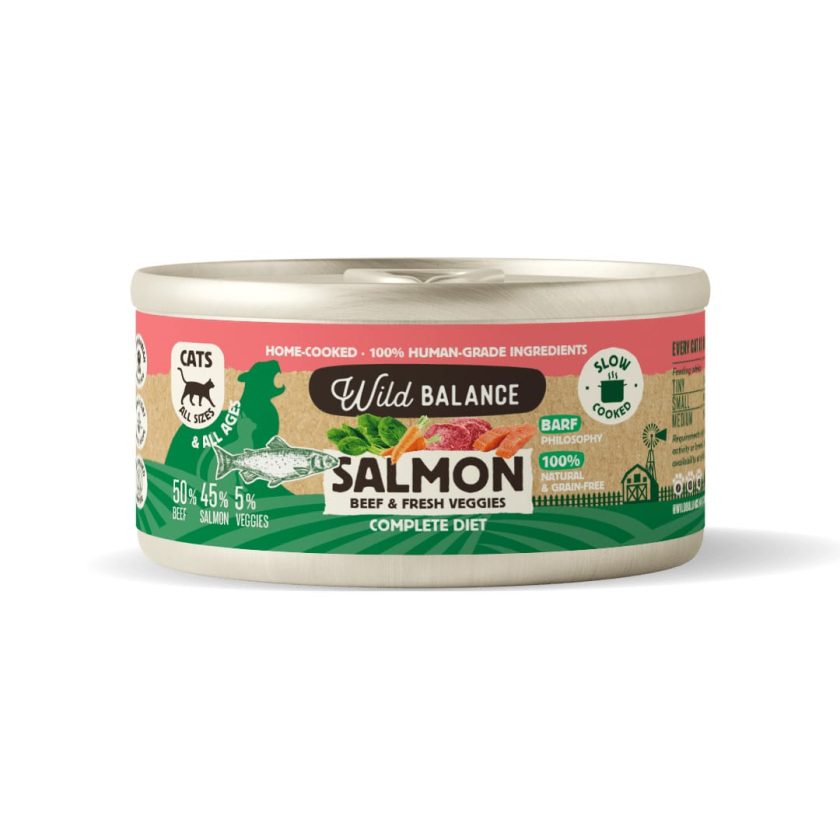 Lata de Salmón para gatos 120g – BARF cocinado al vapor
