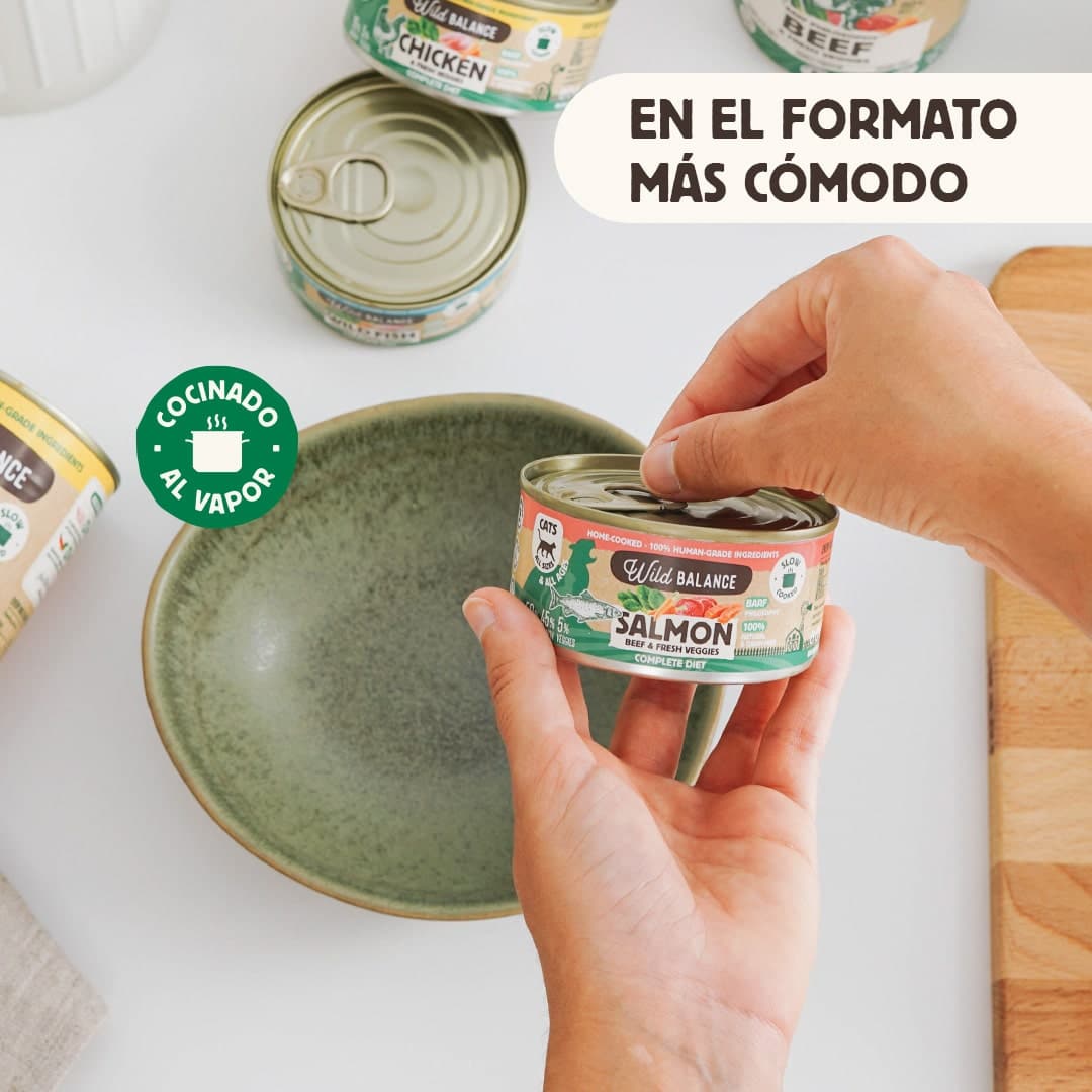 Lata de Salmón para gatos 120g – BARF cocinado al vapor