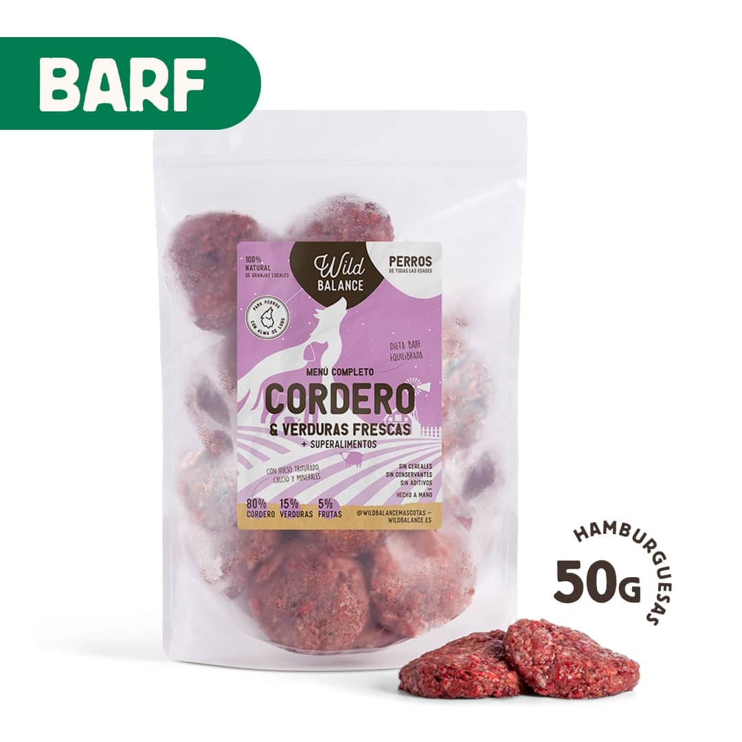 Menú BARF de cordero para perros